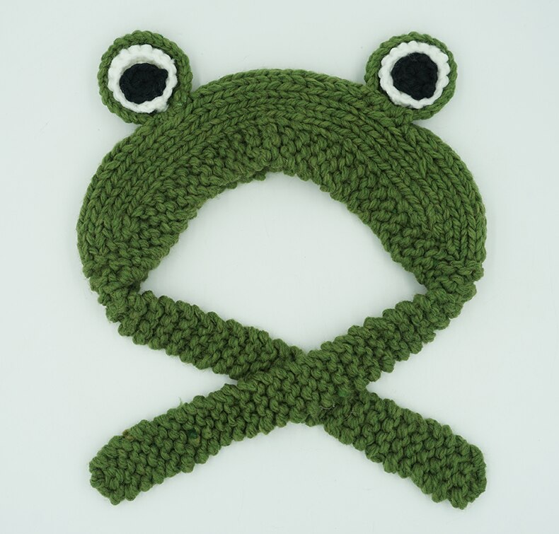 Funny Dog Cat Frog Hat Cute Pet Dog Costume Warm Knitting Wool Pet Hats Green Yellow Dogs Cap Birthday For Pet Dogs: Green