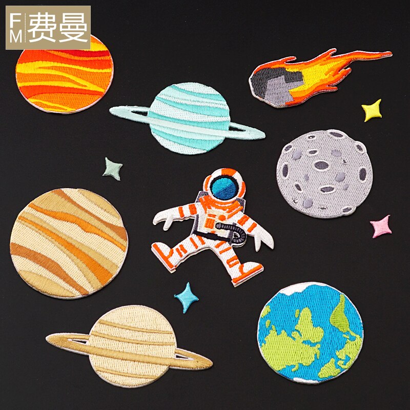 Stickerei buiter, Astronaut Kosmonaut planeten stickerei Patch zuschuss Patch See DIY Es durch Hand