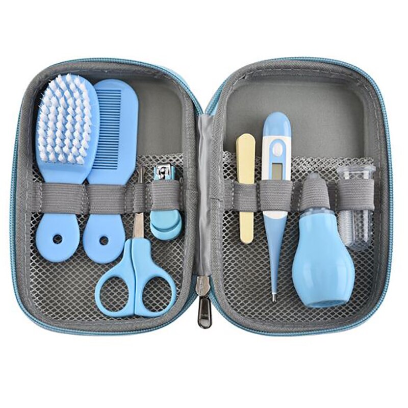 Bærbar taske børn 8 stk / sæt saks neglesæt termometer babyplejesæt børns sundhedspleje hårbørste pleje til yjw 003