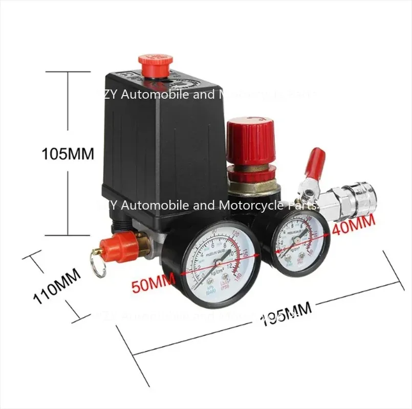 Small Air Compressor Pressure Switch Control Valve Regulator With Gauges Fittings Pneumatic Accessories Quick Response 240V