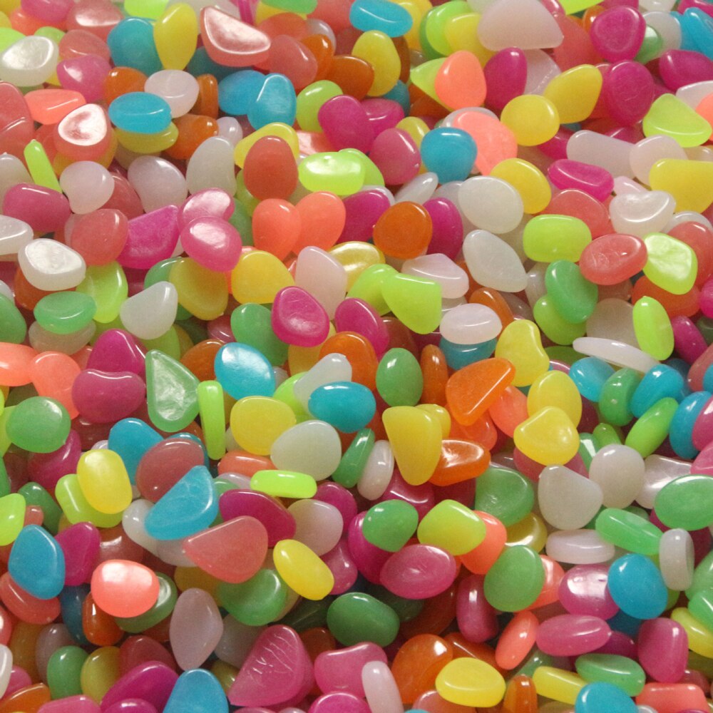 50/100/300pcs Glow in the Dark Garden Pebbles for Walkways Garden Decoration Glow Pebbles Plants Aquarium Luminous Stones