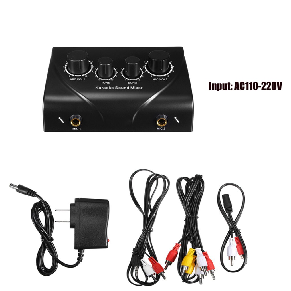 Sound Mixer Dual Mic Inputs Company Stage Home KTV Rooms Digital Karaoke Audio System Machine US Plug: Default Title