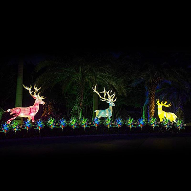 Solar Garden Lights Tree Outdoor Multi-Color Changing LED Stake Lights Flower Q0KF