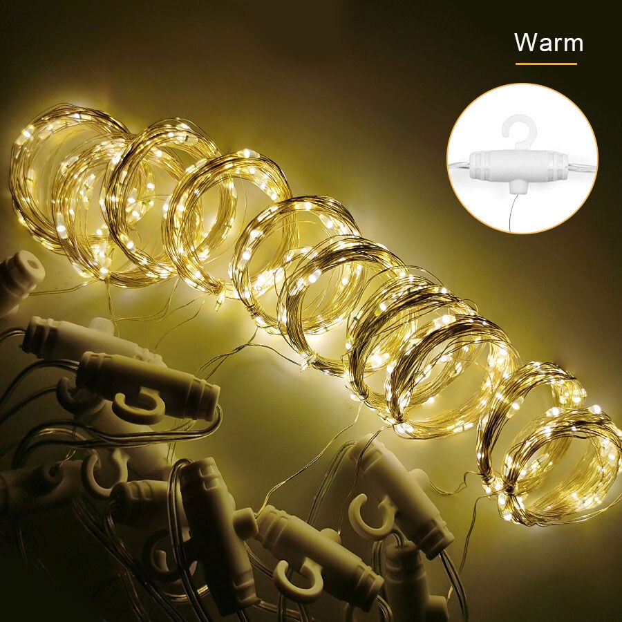 100/300 Leds LED Fenster Vorhang Schnur Licht Dimmbare USB DC5V 8 Modi für Hochzeit Heimat Garten Schlafzimmer Zauberstab Dekorationen: warm Weiß / 3mx3m mit 300 LEDs