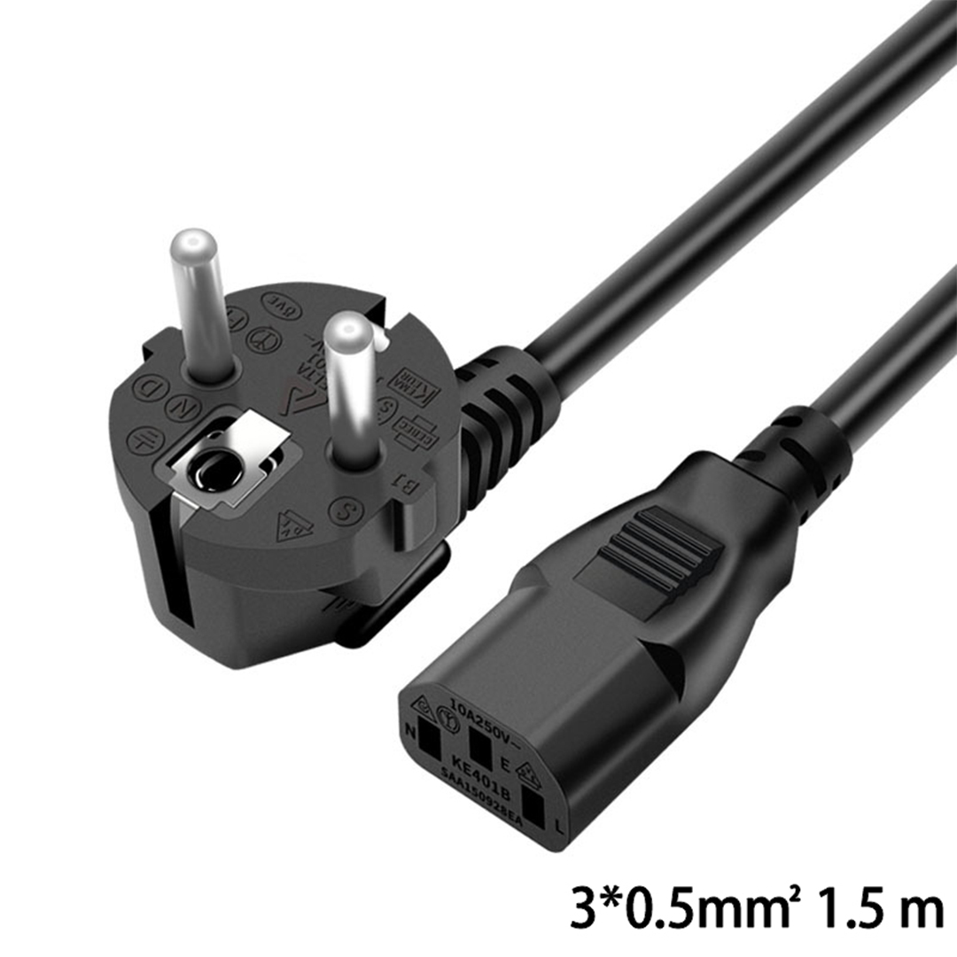 Eu universal three core pure copper power cord DC electrical charging adapter Computer host display cable connector: WHITE