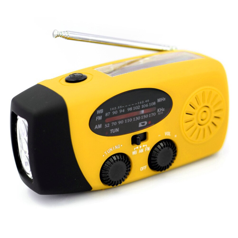 2000Mah Draagbare Radio Fm Am Wb Noaa Hand Crank Solar Usb Opladen Weer Radio Emergency Led Zaklamp Zaklamp Power bank