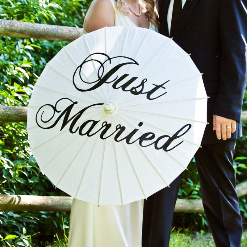 Chinese Traditional Handicraft Handmade Rice Paper Parasol Wedding Just Married Print Paper Umbrella Party