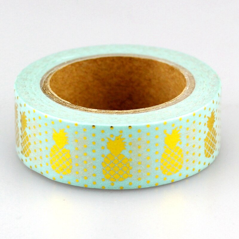 10m Foil Washi Tape Pineapple Stripe Dot Set Japanese Stationery Kawaii Stickers Scrapbooking Tools Masking Tape Diy Photo Album: Blue