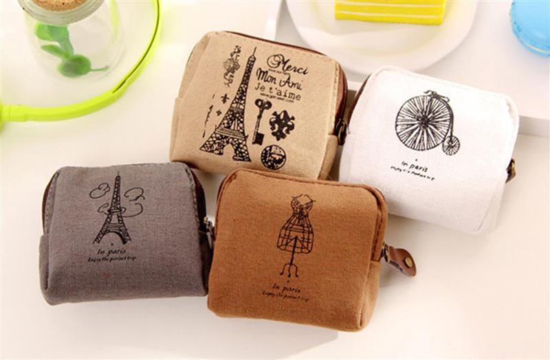 Coin Purses Style Canvas Coin Wallet Child Women Change Purse Lady Portable Small Zipper Key Pouch