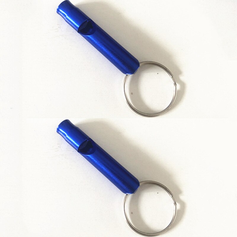 2Pcs Fluitje Training Fluitje Multifunctionele Aluminium Emergency Survival Whistle Sleutelhanger, Geschikt Voor Kamperen, Wandelen,: Blauw