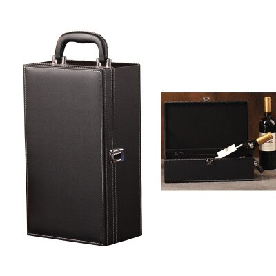 PU Leer hoogwaardige Wijn Dubbele Box 750 ml 2 Flessen Pakket Leer Wijn Geschenkdoos Effen Top- grade Commerciële Verpakking: 16
