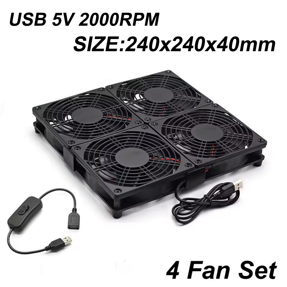 Wentylator chłodzący do routera DIY PC Cooler TV Box Bezprzewodowa, cicha, cicha, cicha DC 5V Zasilanie USB 120mm 240mm Wentylator 12CM W/śruby Siatka ochronna: Niebieski