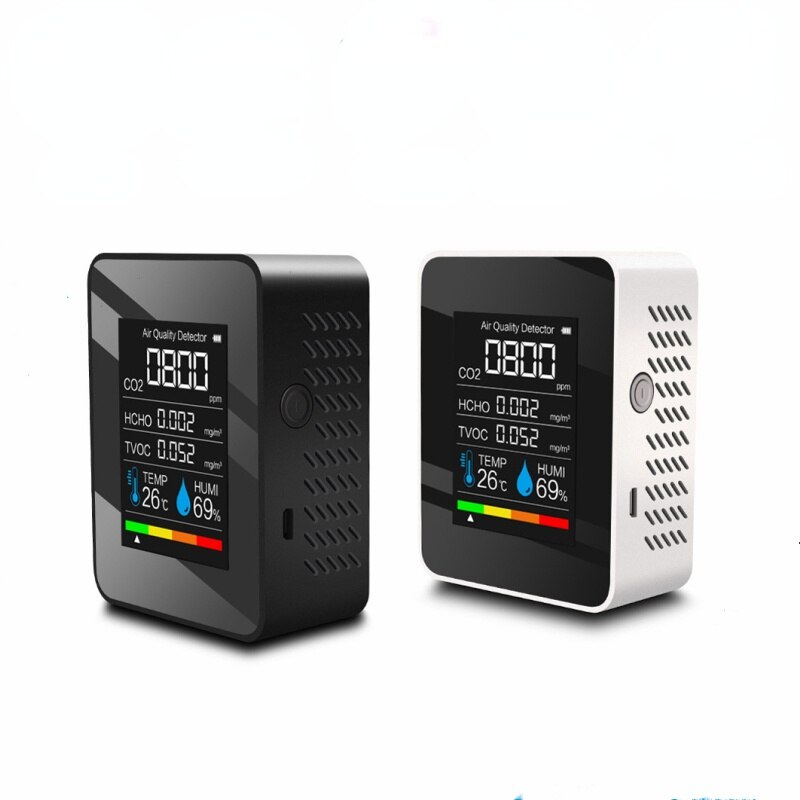 Air Detector CO2 Tester CO2 Meter Sensor with Carbon Dioxide TVOC HCHO Value Electricity Quantity Temperature Humidity
