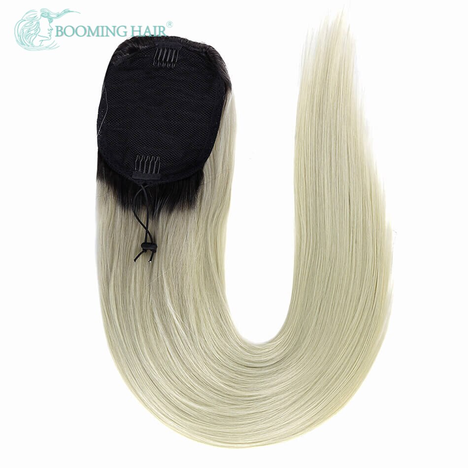 Straight Wrap Around Drawstring Ponytail With Two Plastic Combs Pony Tail Extensions For Women By BOOMING HAIR: T2-613
