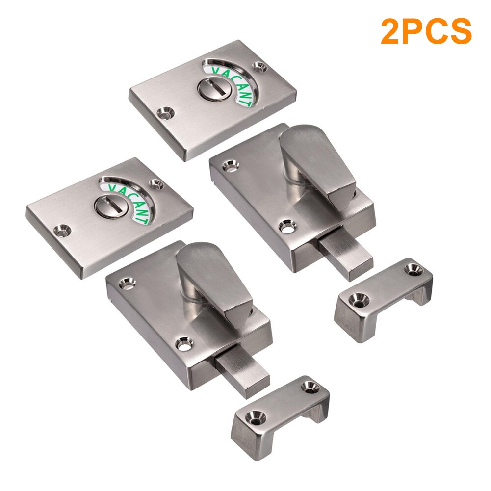 Indicator Bolt Bathroom WC Privacy Toilet Latch Vacant Door Lock Engaged: Satin Nickel 2pcs