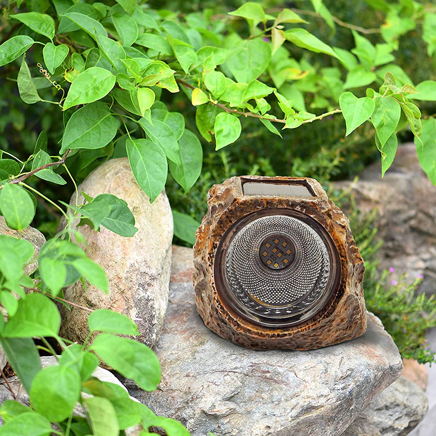 2 Pack Solar Stone Lights Waterproof Garden Stone Lights 10 LED Outdoor Landscaping Spotlights for Yard Patio Landscape Rock