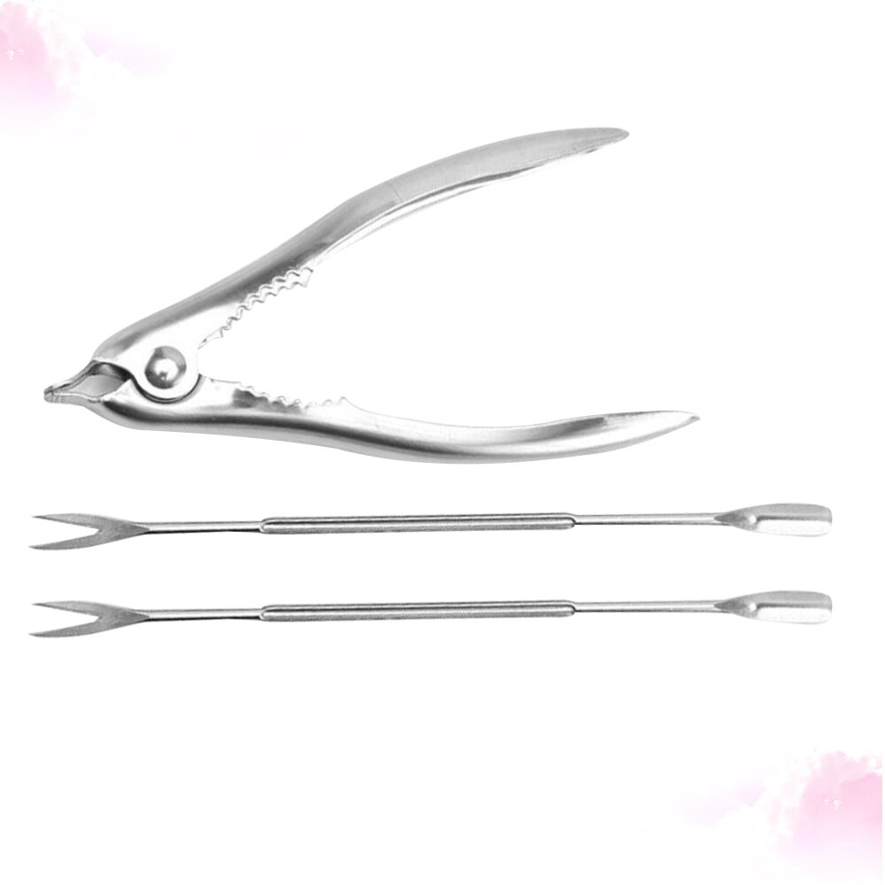 3pcs Clam Clamps Crab Opener Seafood Tools Set Nut Stainless Steel Seafood Forks Picks Clam Pliers for Home Restaurant