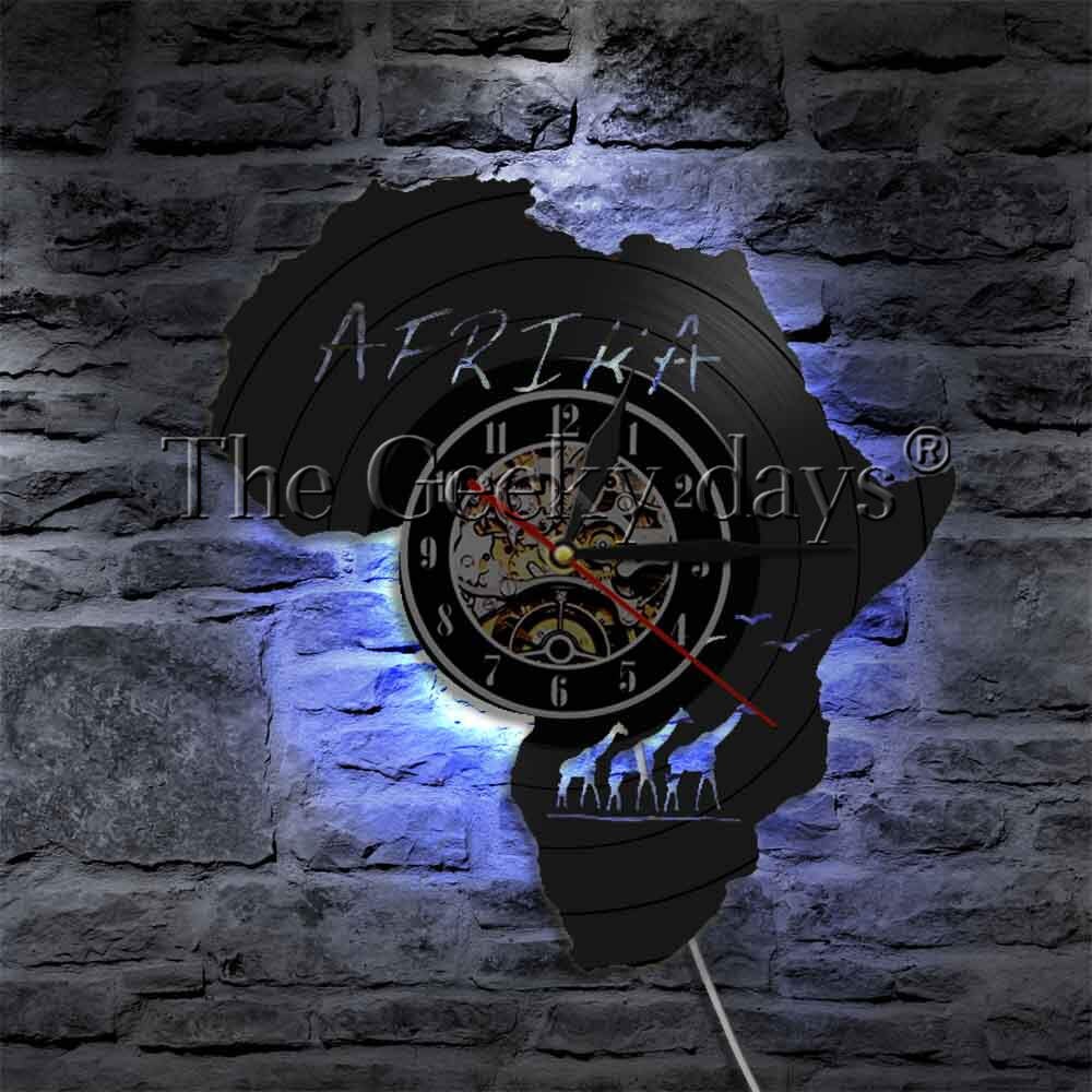 Horloge murale en vinyle animaux d'afrique, girafe Nature, animaux animaux, décoration artistique,