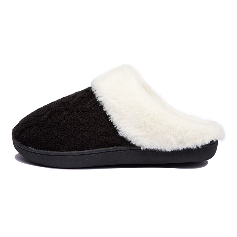 Winter heren pantoffels binnen naaien suède warm thuis zachte pantoffel korte pluche heren casual schoenen antislip liefhebbers pantoffels dames slide: Zwart / 39-40