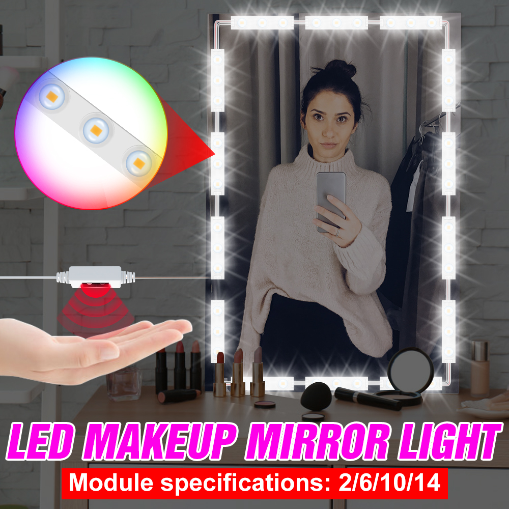 12V Makeup Mirror Light Dressing Table Light USB Hollywood Vanity Mirror Wall Lamp LED Bulb Bathroom Toiletries Lighting LED Kit