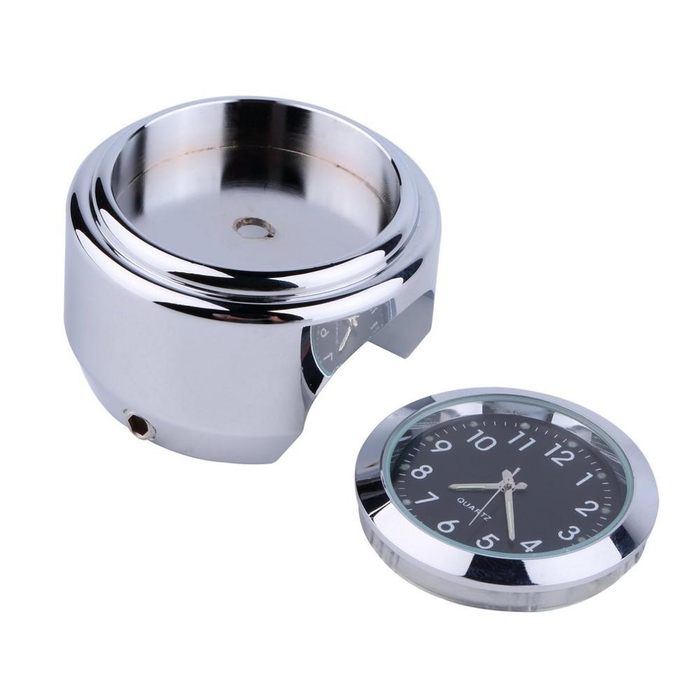 Motorfiets Quartz Klok 7/8 "Waterdicht Chrome Fietsstuur Mount Horloge Aluminium Lichtgevende Klok Universal Stuur Klok