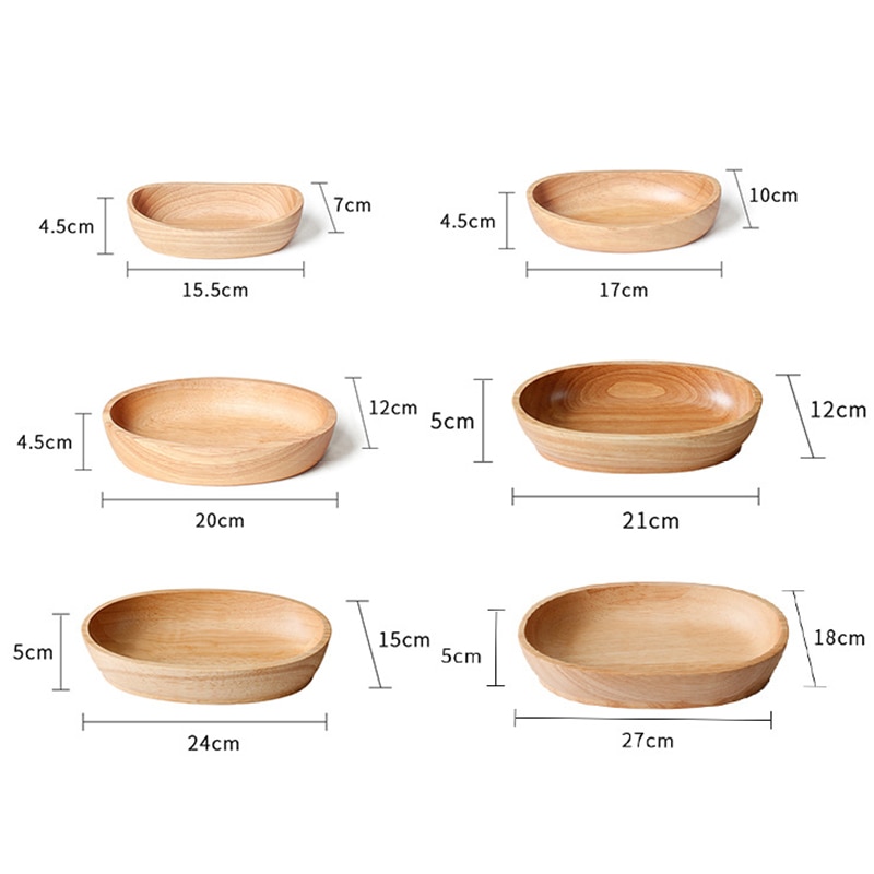 Boat Shape Serving Bowl for Fruits or Salad, Solid Oval Wooden Bowl