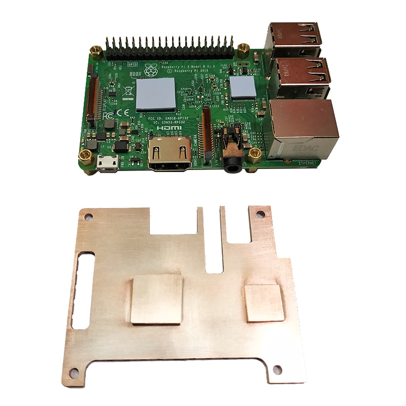 Raspberry pi 3 modo de cobre dissipador de calor capa protetora de refrigeração passiva escudo de proteção gabinete de metal para raspberry pi 3/3b + mod