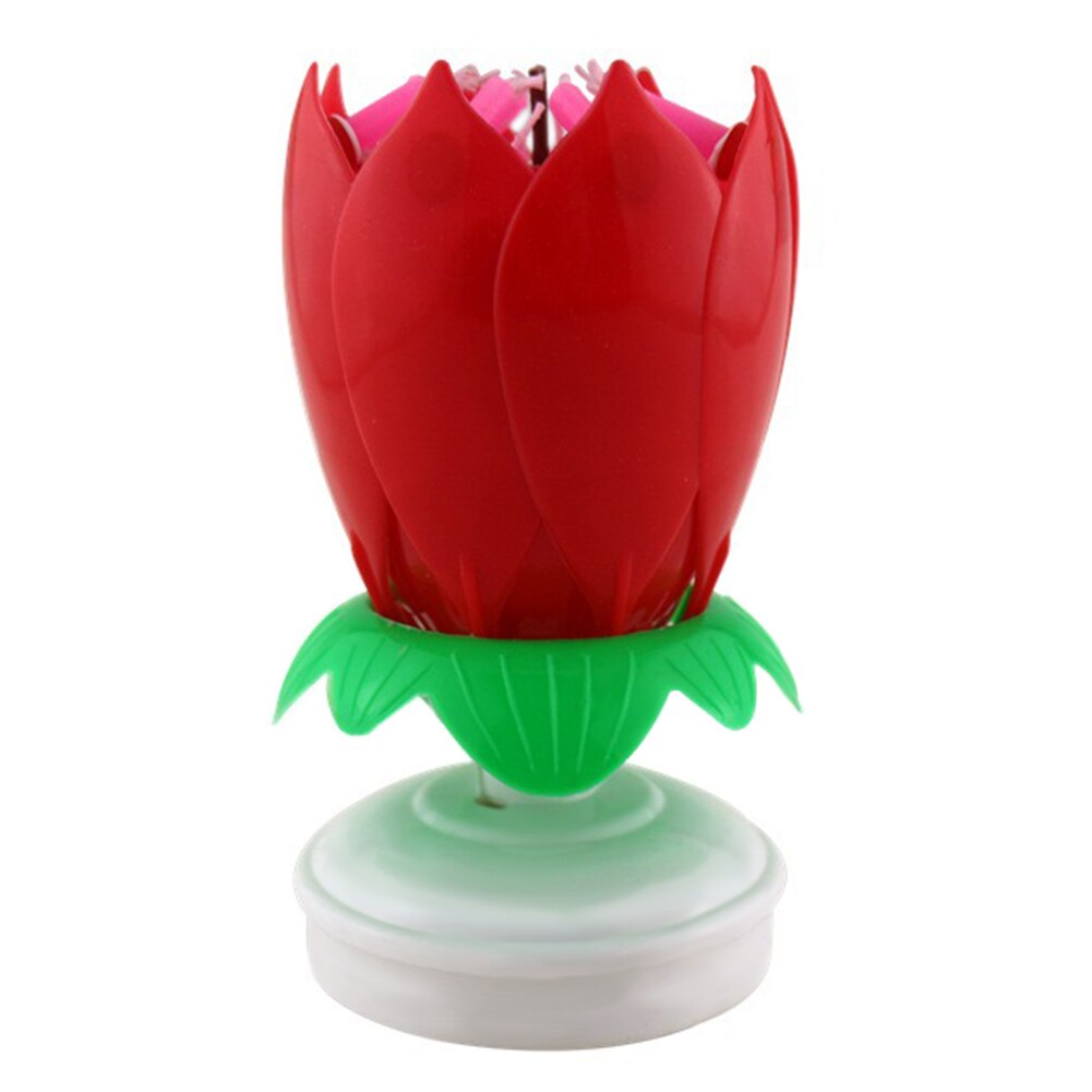 Upgrade Multicolor Rotating Lotus Cake Candle Electronic Music Candle Birthday Wedding HKS99: Red