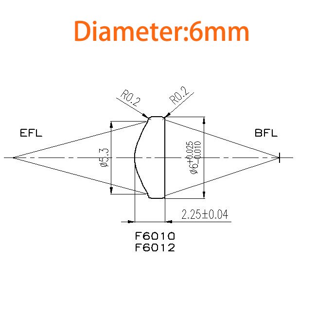 Diameter 6MM 6.35MM Plano Convex Coated Glass Lens Focal Length 10MM 12MM