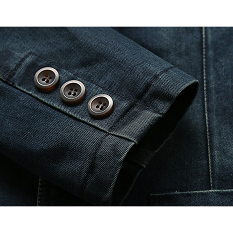 Men's Casual Suit Jacket Cotton Blue Denim Jacket Slim Male Coats Clothing Plus Size Denim Blazer Men Jeans Blazers