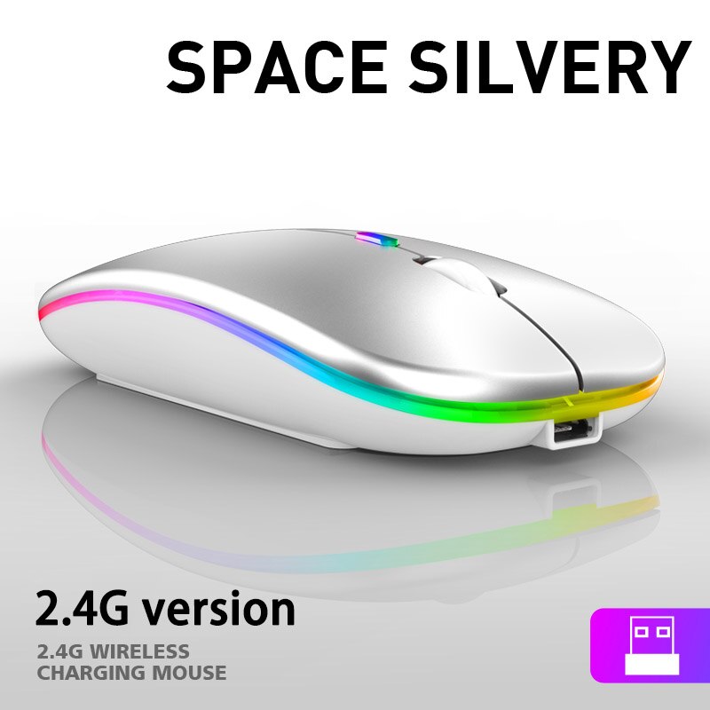 1600 Dpi Draadloze Muis Ergonomie Usb Opladen Stille 2.4Ghz Bluetooth Mause Gaming Muis Voor Pc Laptop Kleurrijke Verlichting: 010