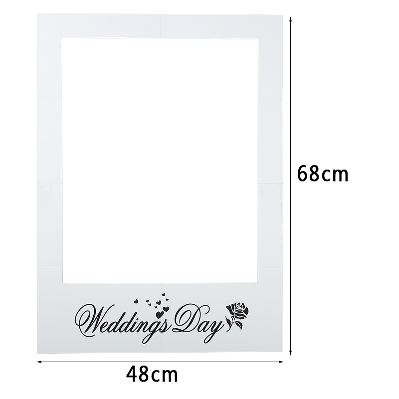 68cm X 48cm DIY Photo Shoot Holding Prop Just Married Weddings Day Picture Frame Photo Booth Props for Wedding Party Decoration
