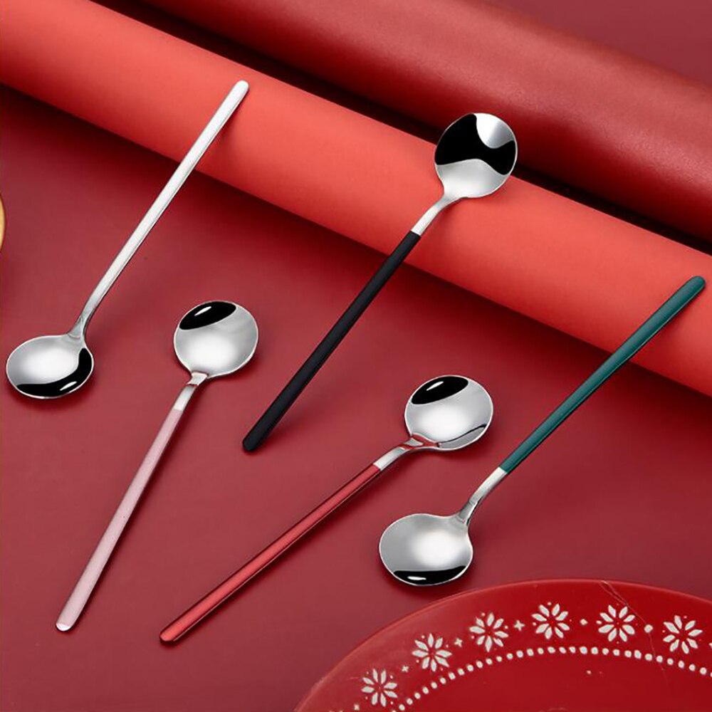 1Pcs 304 Stainless Steel Spoon Small Round Spoon For Ice Cream Dessert Spoon Coffee Stirring Spoon Round Head Spoon