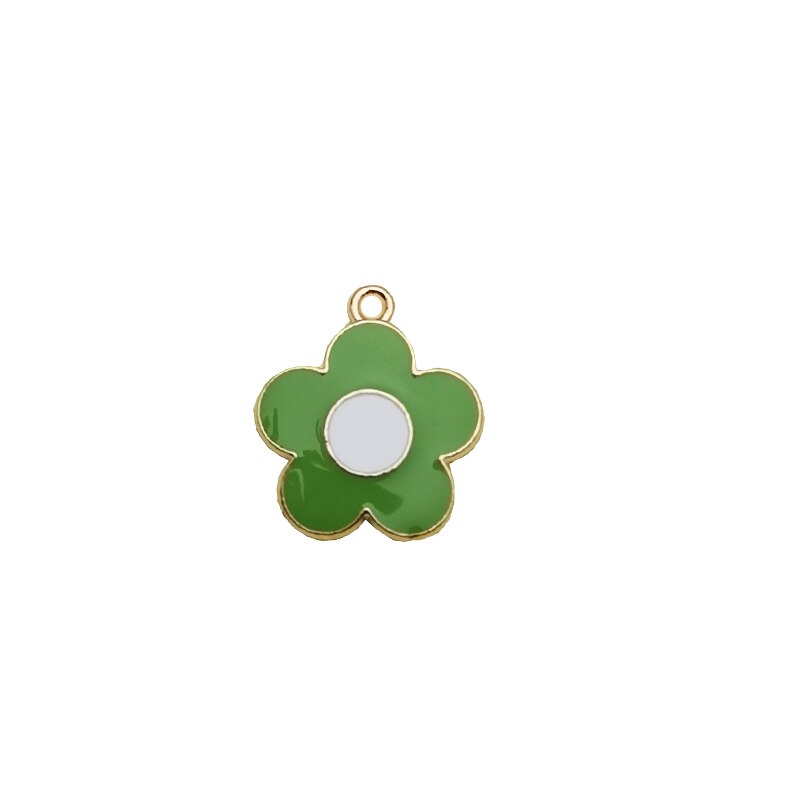 10PCS Colorful Flowers Enamel Charms Gold Tone Little Flower Alloy Pendants Fit Making Earring Hair Jewelry DIY Accessory FX494