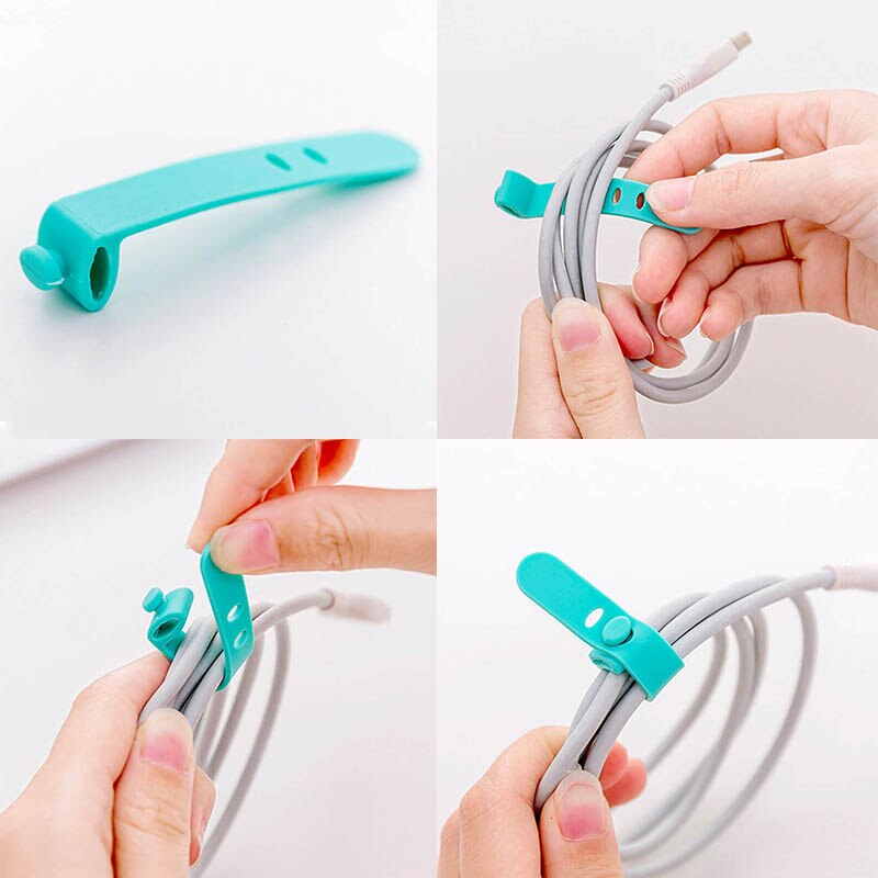 Enrollador de bobina de silicona portátil, organizador de cables, Correa multifunción, correa de tirantes para oficina, cinta de almacenamiento para auriculares, 4 Uds.