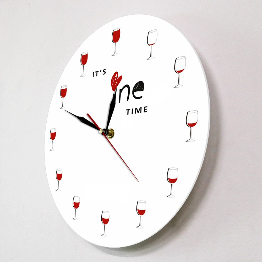 It's Wine Time Wall Clock Alcohol Wine Glass Decorative Red Wine Clock Watch Liquor Timepiece Restaurant Wine Drinker Lover