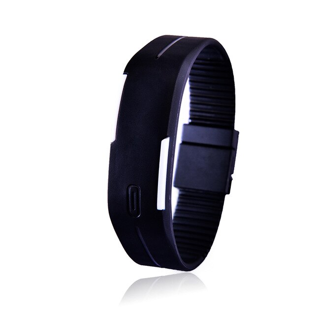 Reloj de mujer para hombre y mujer de Color caramelo, relojes de goma LED para niños, pulsera con fecha, reloj de pulsera deportivo Digital para estudiante,: black