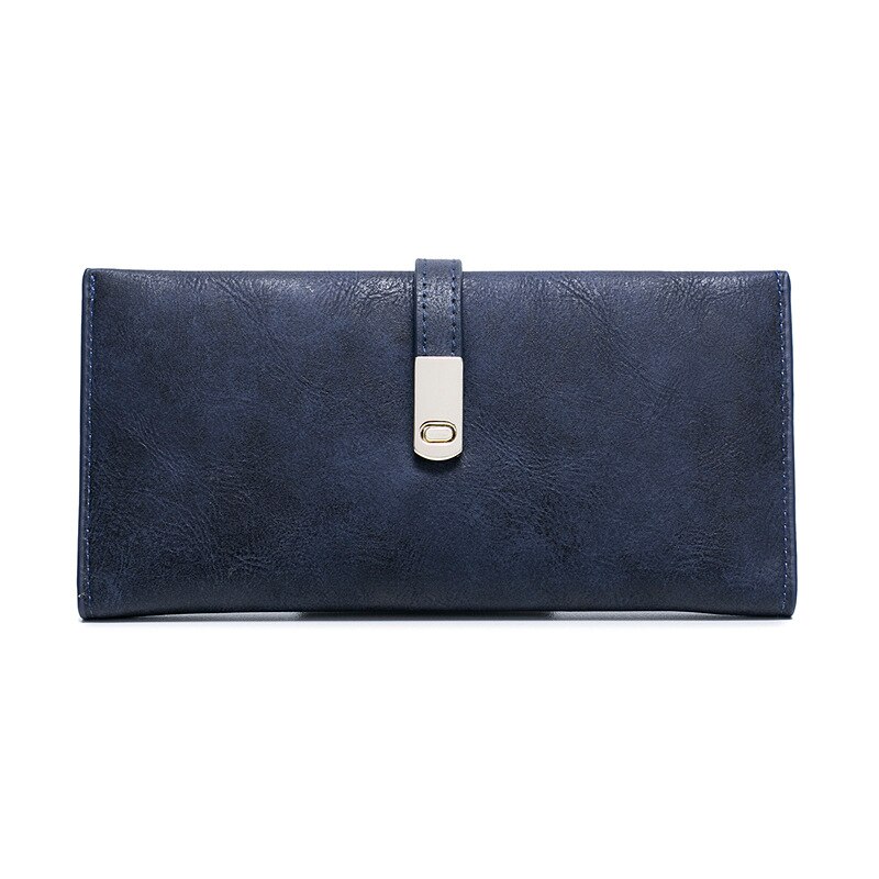 Ultrathin Sweet Matte Leather Long Wallet for Women Magnet Hasp Phone Purses for Ladies Cards Holder Fresh Girls' Coin Purse: NavyBlue