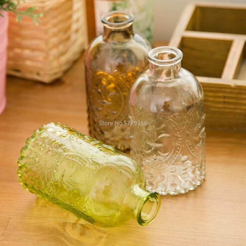 Florero Retro tallado de corcho, botella de vidrio, jarrón de mesa, botella de aromaterapia, decoración del hogar,