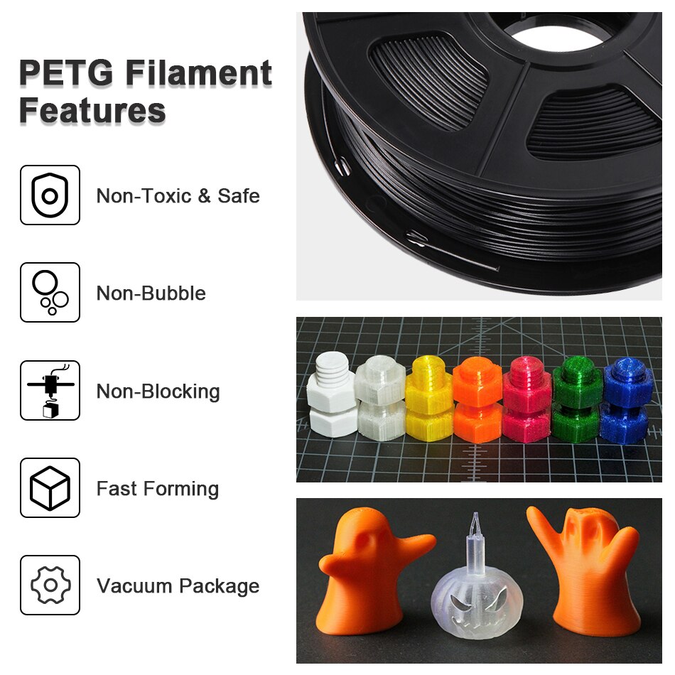 PETG 3D Printer Filament Spool 1.75mm Fast 1KG 2.2lbfor Technology Commerce Education DIY For FDM 3D Printers