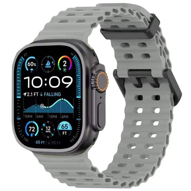 Bracelet en Silicone Souple pour Apple Watch Ultra 2/1, Confortable et Respirant, 49mm 10 46mm 9 8 7 45mm IWatch 6 5 4 SE 44mm: BLACK WHITE / 14mm