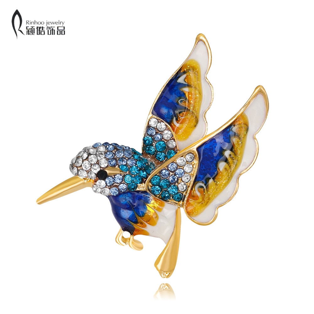 Beautiful Rhinestone colorful bird Brooch animal Brooches for wedding women decoration wild Animal Gold jewelry