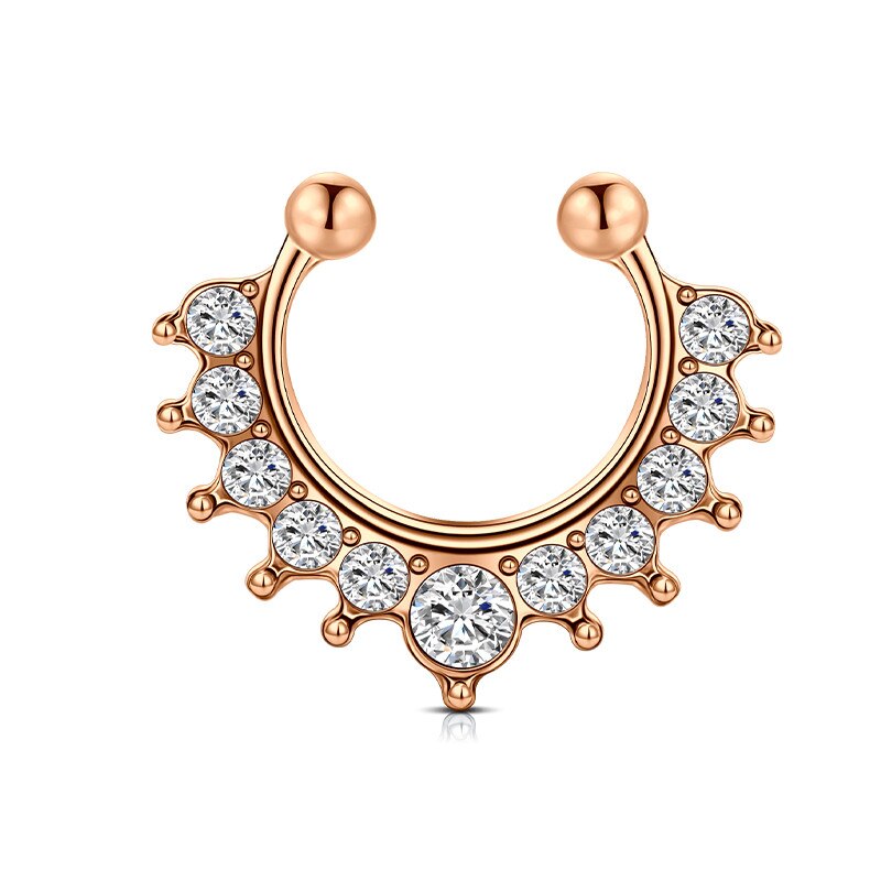 18G Faux Septum nez cerceau anneaux en acier inoxydable fausse lèvre oreille nez Septum anneau Non Piercing pince sur nez cerceau anneaux Piercing du corps: Noir Zingué