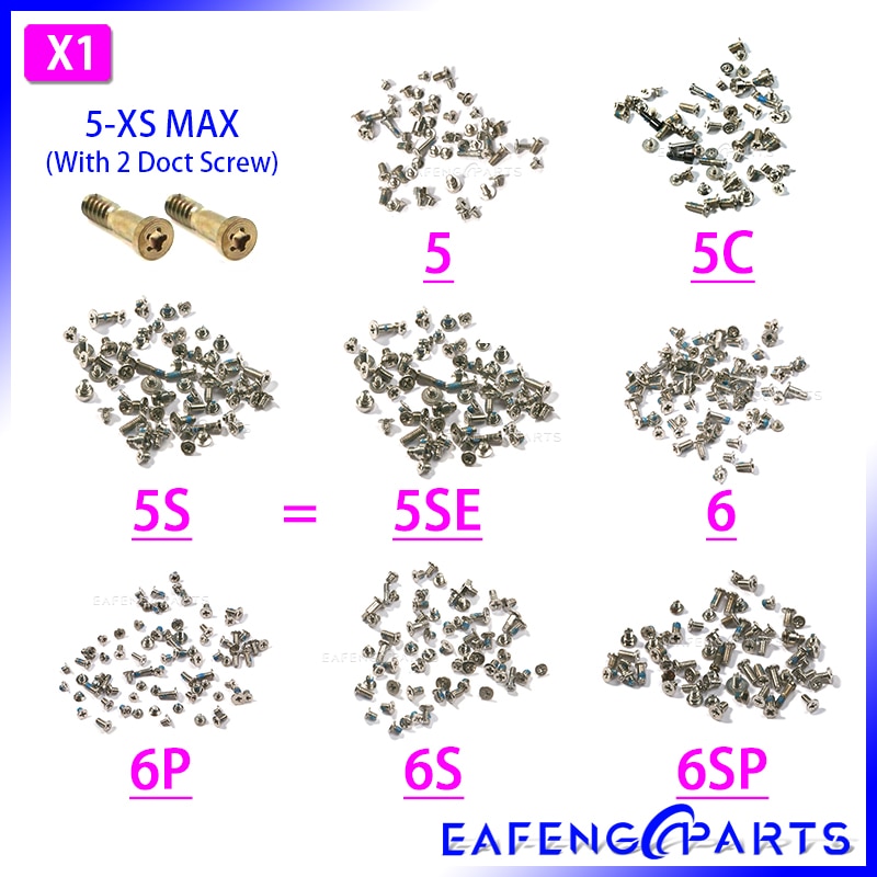 Kit Voor Iphone 5 5S Se 6 6S 7 8 Plus Xs Max Xr X Met 2 Opladen bottom Dock Schroef Onderdelen Reparatie Bouten Volledige Accessoires Set