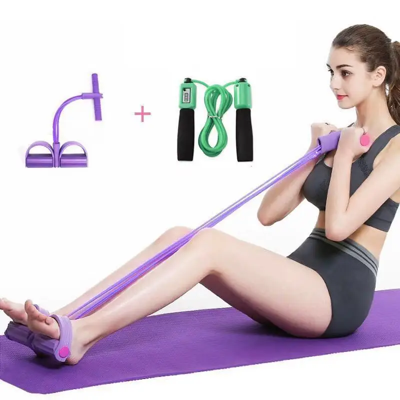 Equipo de ejercicio para gimnasio en casa, cuerda de tracción, Pedal, extractor de tobillo, cuerda elástica para Fitness en interiores, , 4 unidades