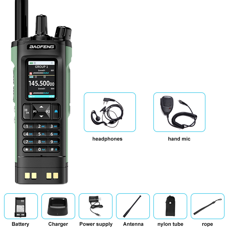 Neues BAOFENG UV-32 Walkie Talkie GPS 10W Bluetooth APP Programmierung Multi Band Wireless Kopierfrequenz Typ-C UV32 Ham 2-Wege-Radio: Lila / American