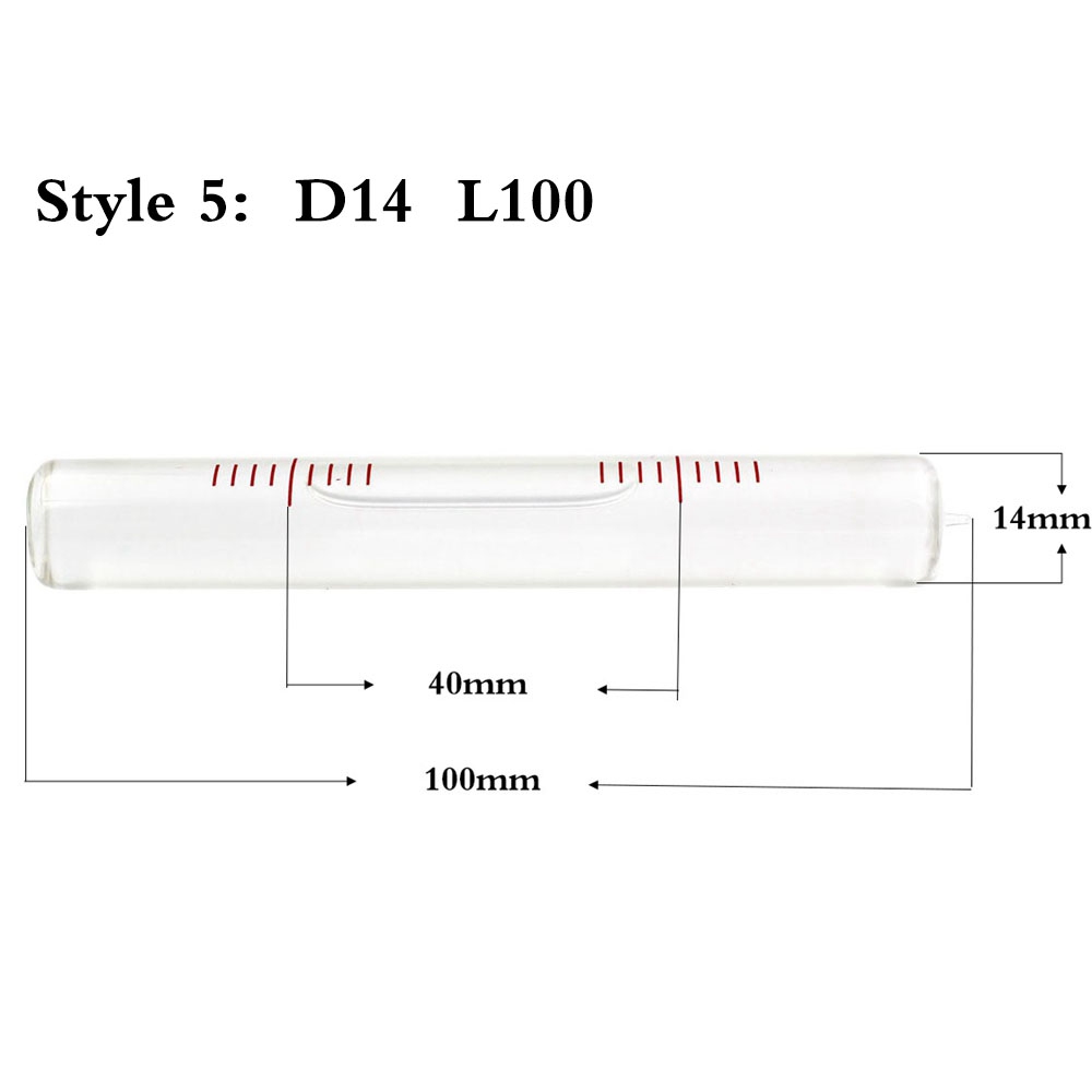 Høj nøjagtighed 4 " /2 mm0.02mm/ m niveau hætteglas boble glasrør vaterpas måleinstrumentdiameter 12mm 14 mm 1 stk: Dia 14mm længde 100mm