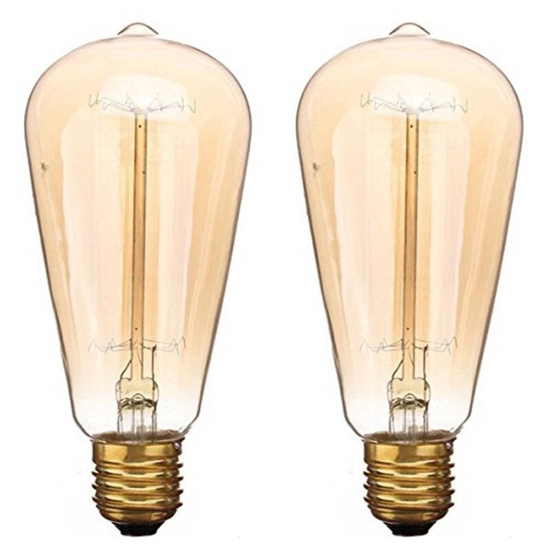 Retro ST64 Edison Bulb 110V E26 60W Incandescent Bulbs Vintage Filament Bulb Tungsten Edison Light --M25: 2pcs