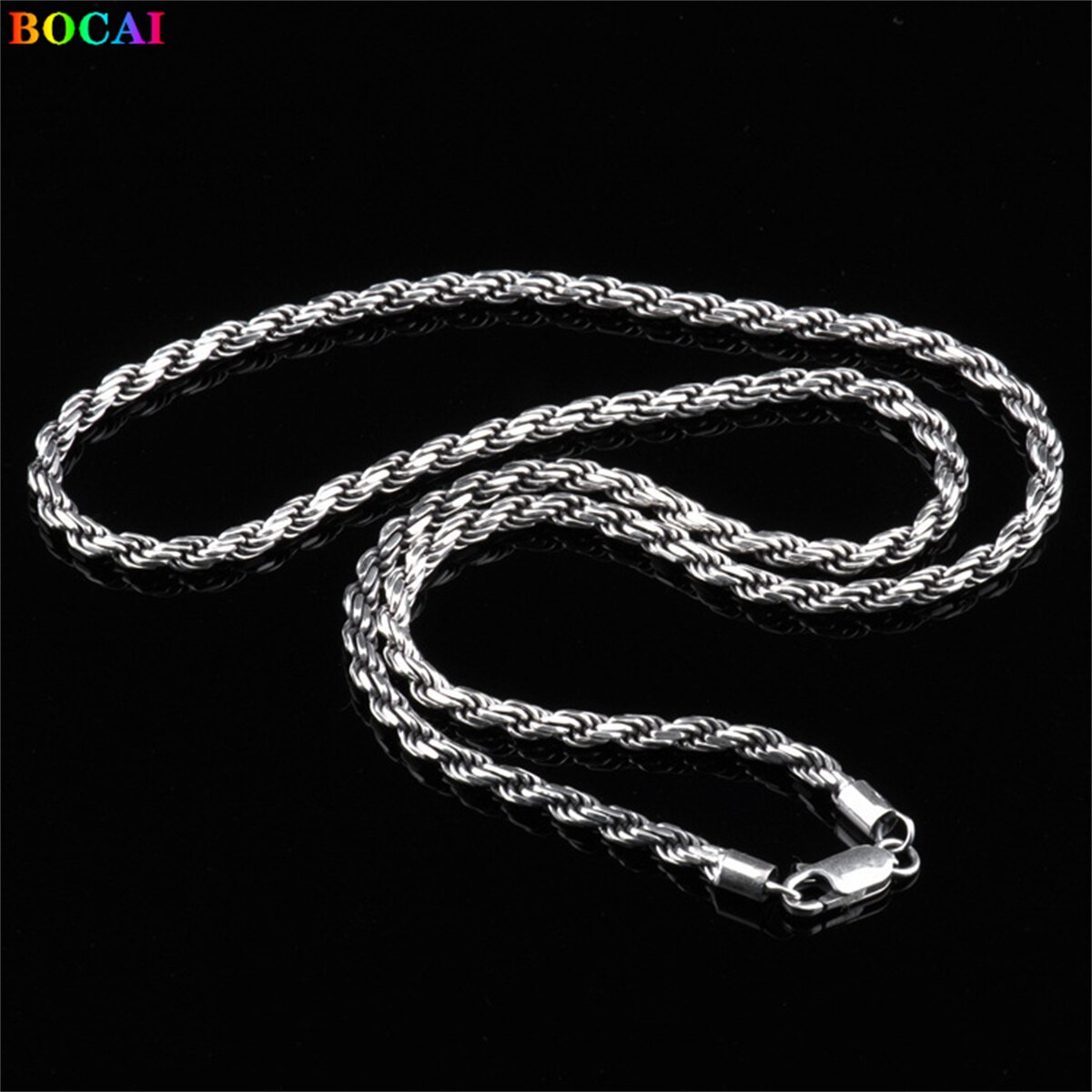 Bocai S925 Sterling Zilveren Bedel Ketting Populaire Henneptouw Weaven-Keten Pure Argentum Hals Ketting Sieraden Voor Mannen en Vrouwen