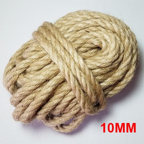 100%  naturligt jute reb 1mm-10mm garn macrame snore til dekoration håndlavet gør-det-selv: 10mm
